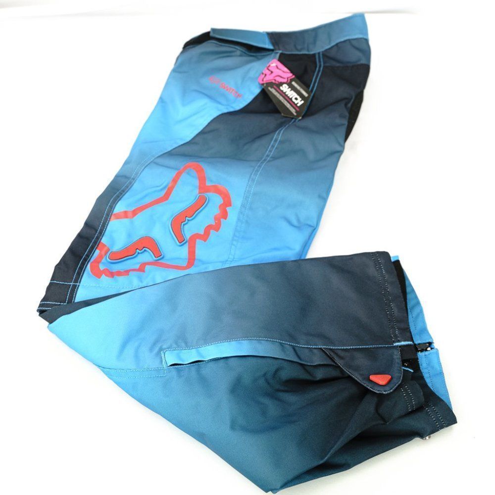 Fox Racing Switch Zip Off Motocross Racing Pants Size 3/4 Blue and Black